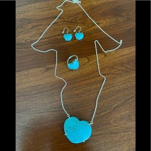 Lucky Brand 3-piece Turquoise Heart Jewelry Set